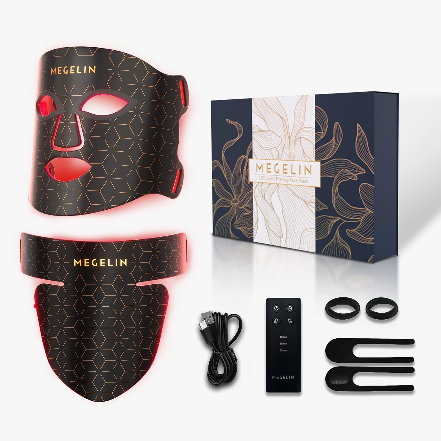 MEGELIN LED Rotlichttherapie Gesicht & Hals Maske